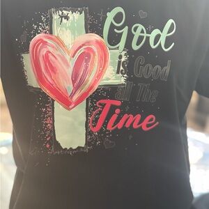 Inspirational Kids Black Tee with Heart Design